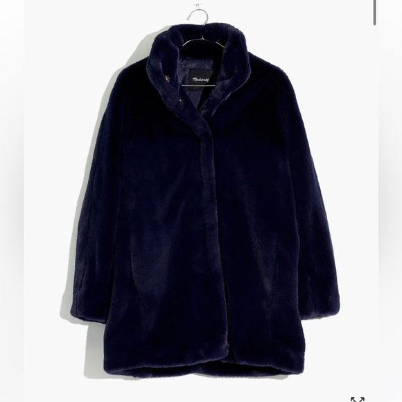 Madewell Jackets & Blazers - FLASH SALE Madewell Navy Faux Fur Coat